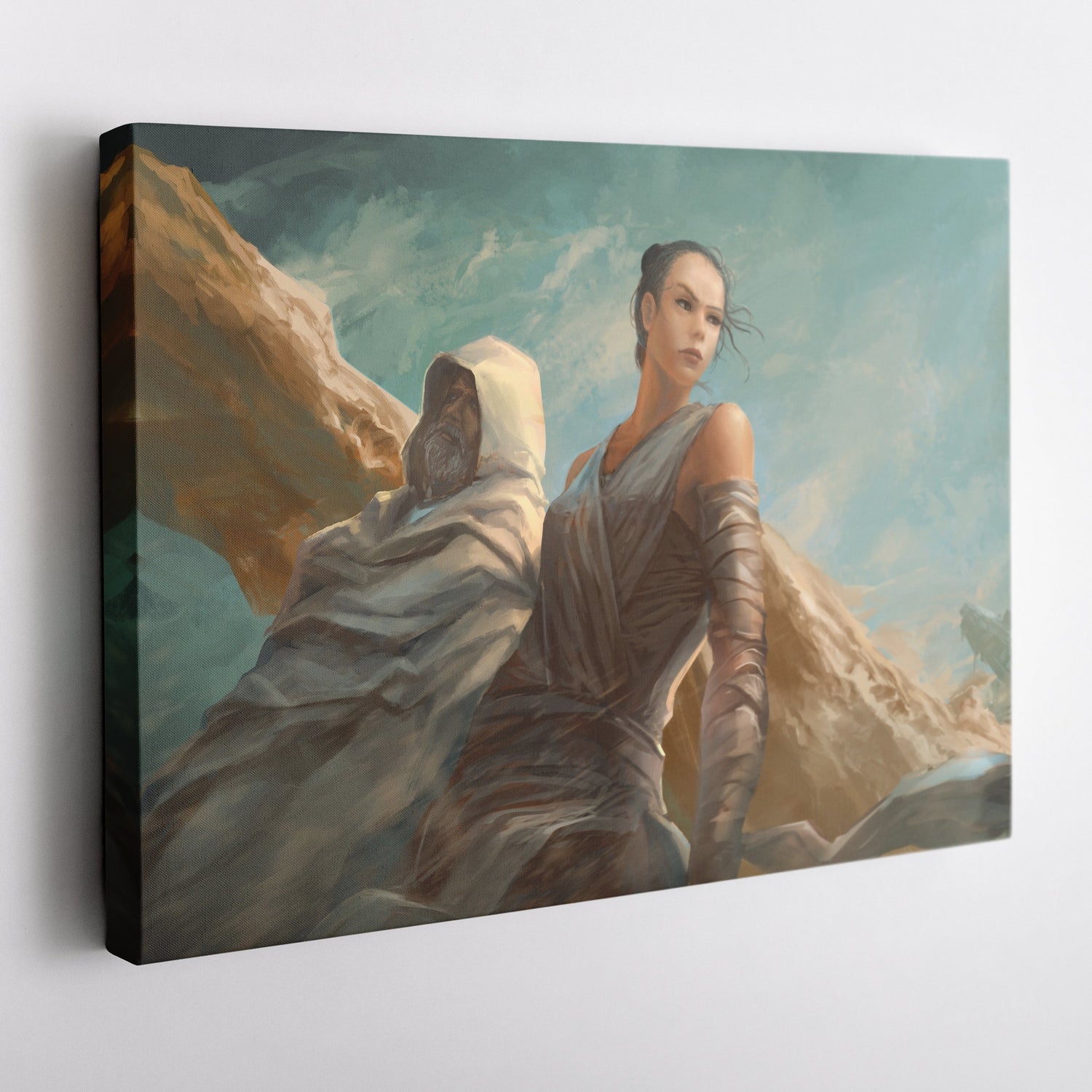 Luke & Rey Skywalker Artwork - Star Wars Canvas Wall Art Decor