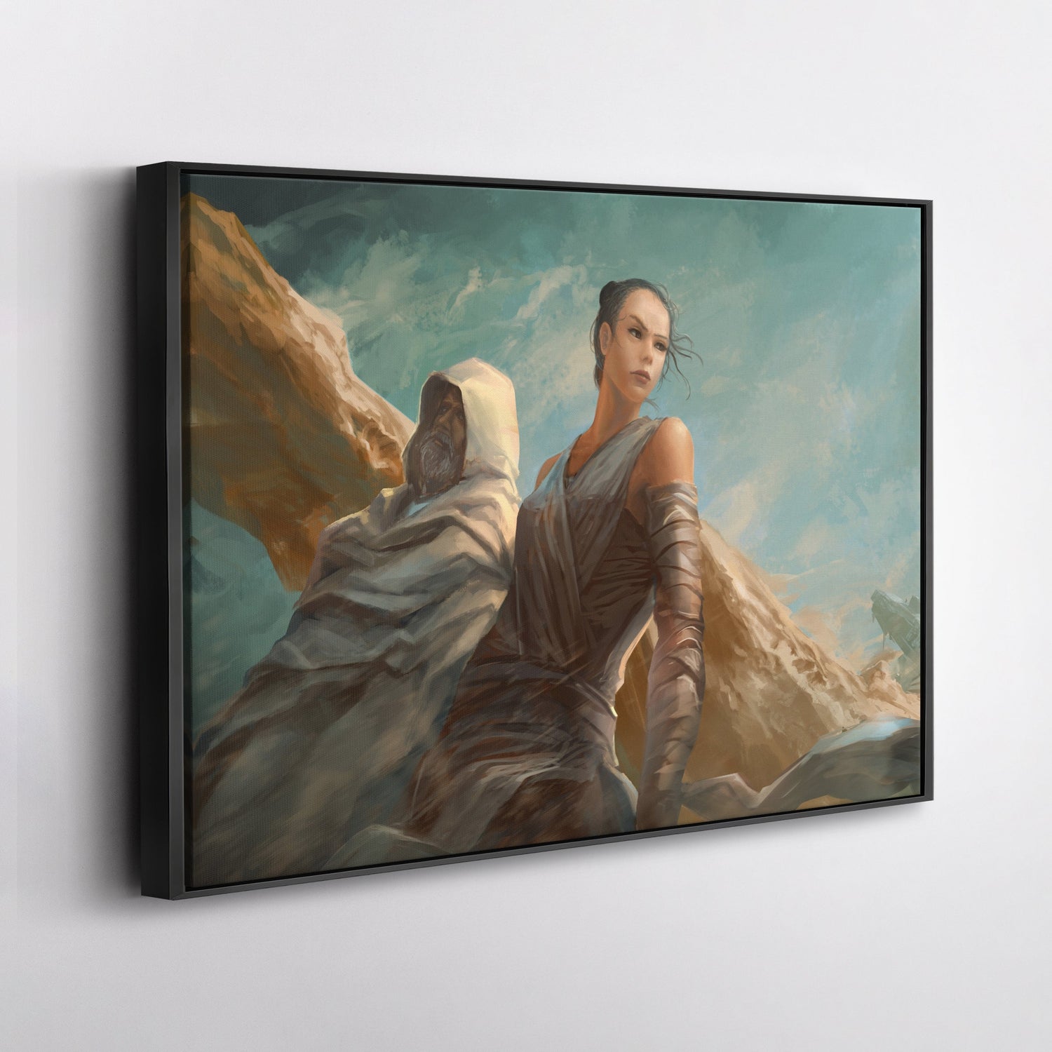 Luke & Rey Skywalker Artwork - Star Wars Canvas Wall Art Decor
