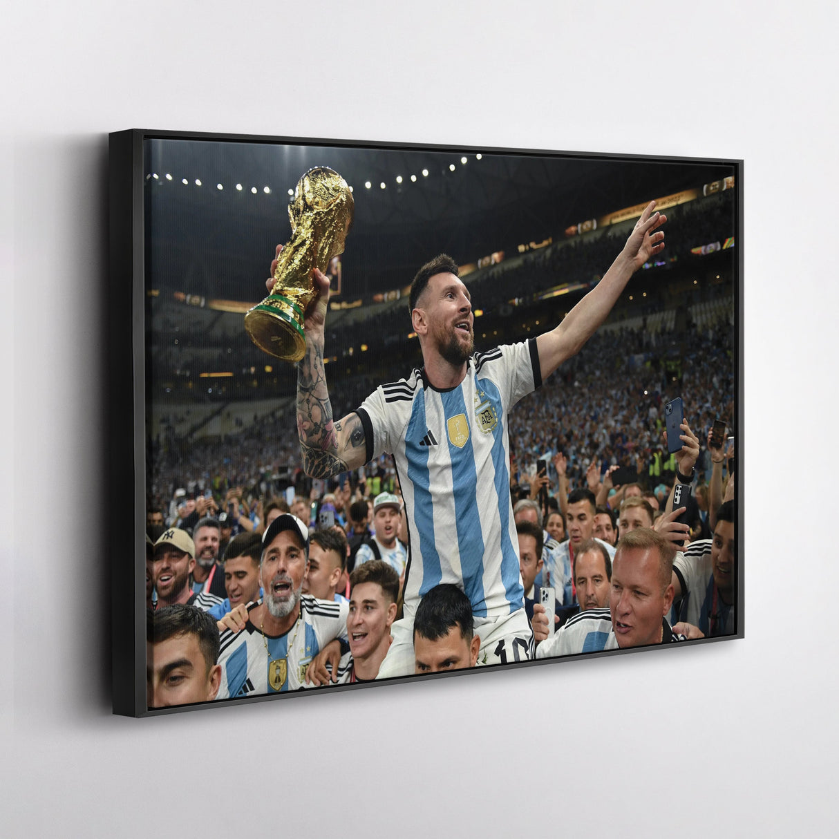 Lionel Messi World Cup Celebration Canvas Art - Soccer Wall Decor Poster