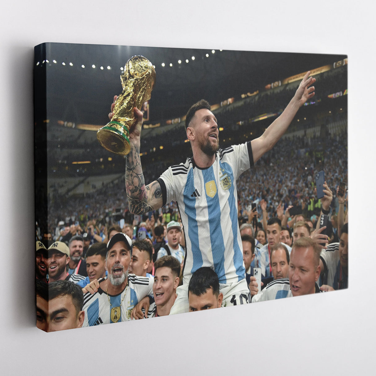 Lionel Messi World Cup Celebration Canvas Art - Soccer Wall Decor Poster
