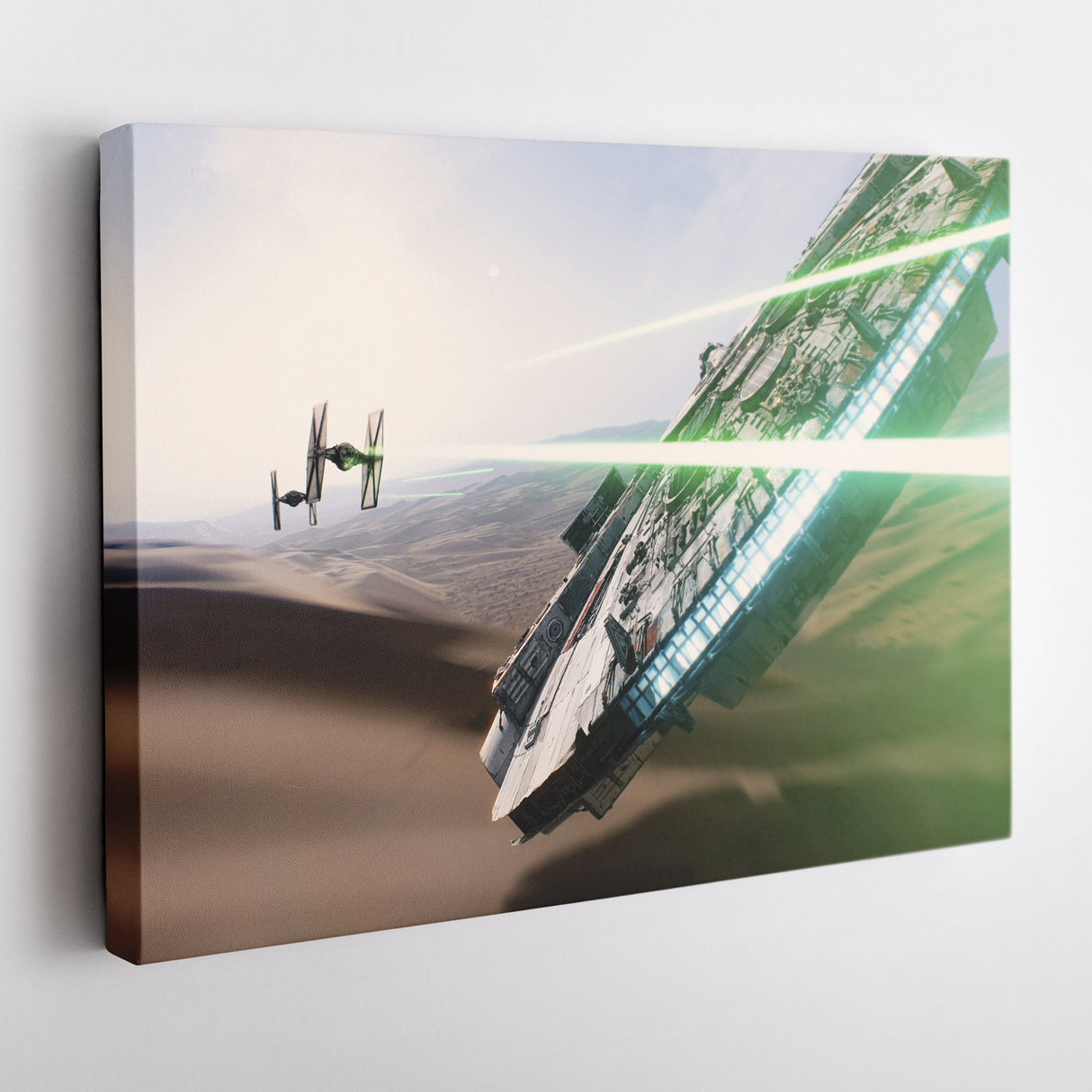 Star Wars Millennium Falcon Tie Fighter Canvas Art - The Force Awakens