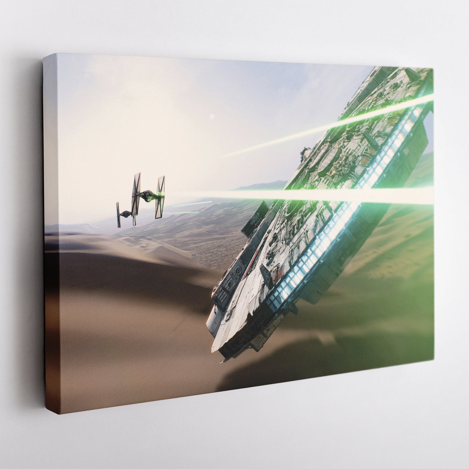 Star Wars Millennium Falcon Tie Fighter Canvas Art - The Force Awakens