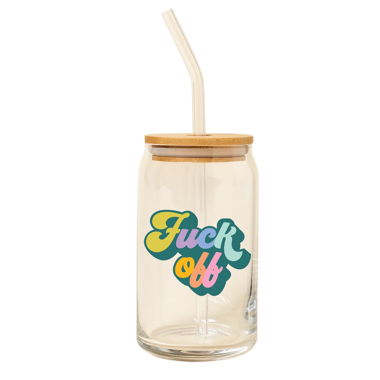 Can Glass w/ Lid + Straw