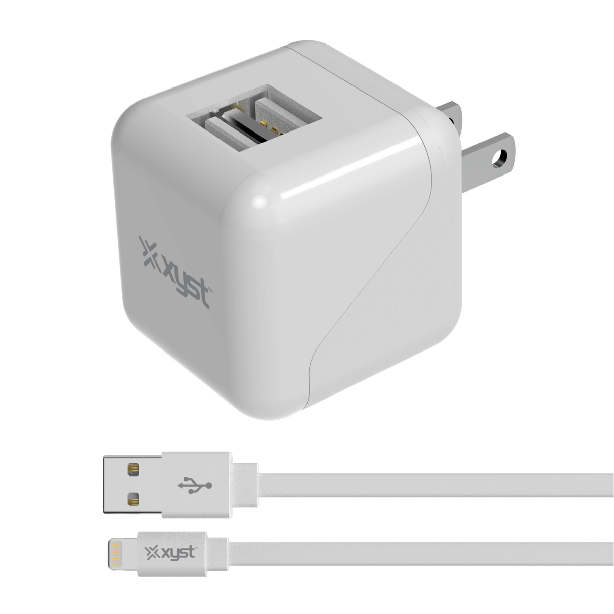 Xyst 2.4-Amp Dual USB Wall Charger With 4Ft Lightning Cable