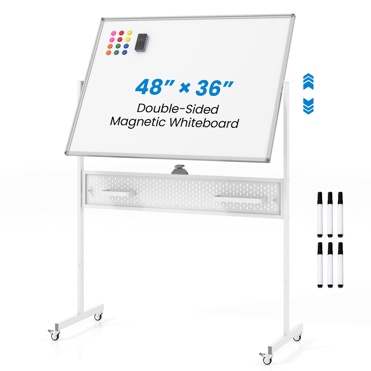 Office Furniture Set: 48 Inches x 36 Inches Mobile Whiteboard+Criss Cross Legged Chair+Linen Upholstered Executive Chair