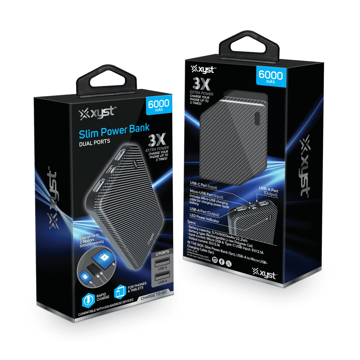 Xyst Slim 6000mAh Dual USB Power Bank