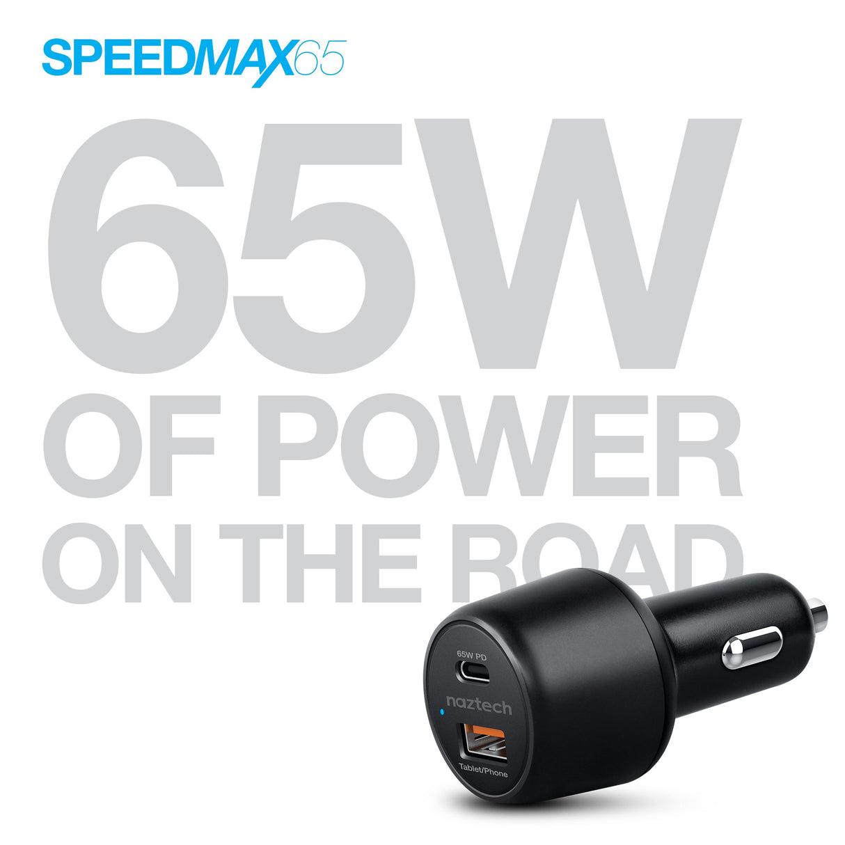 Naztech SpeedMax65 PD65W + QC3 Car Charger