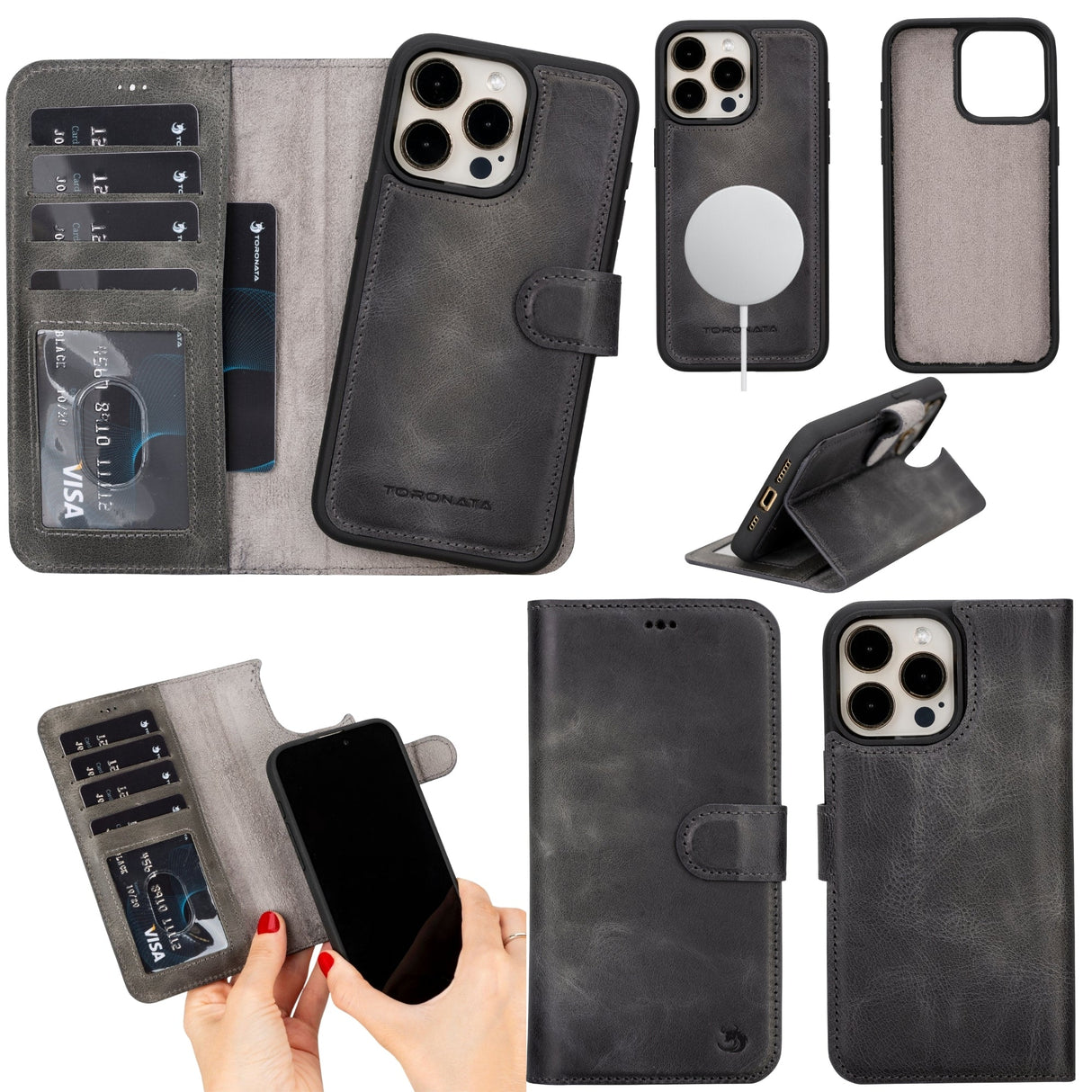 Casper Leather iPhone 15 Pro Wallet Case | Detachable MagSafe Compatible RFID Protection