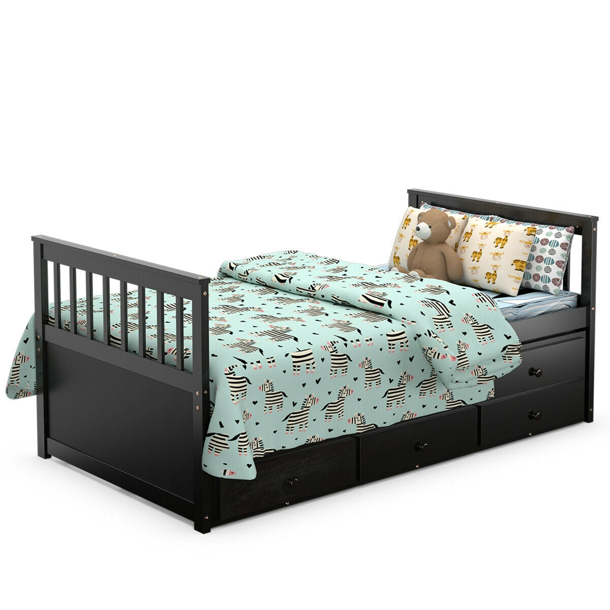 Twin Captainâs Bed with Trundle and 3 Storage Drawers