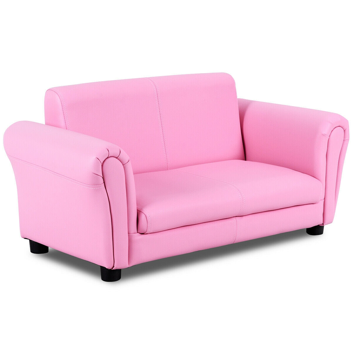 Black/White Kids Double Sofa with Ottoman