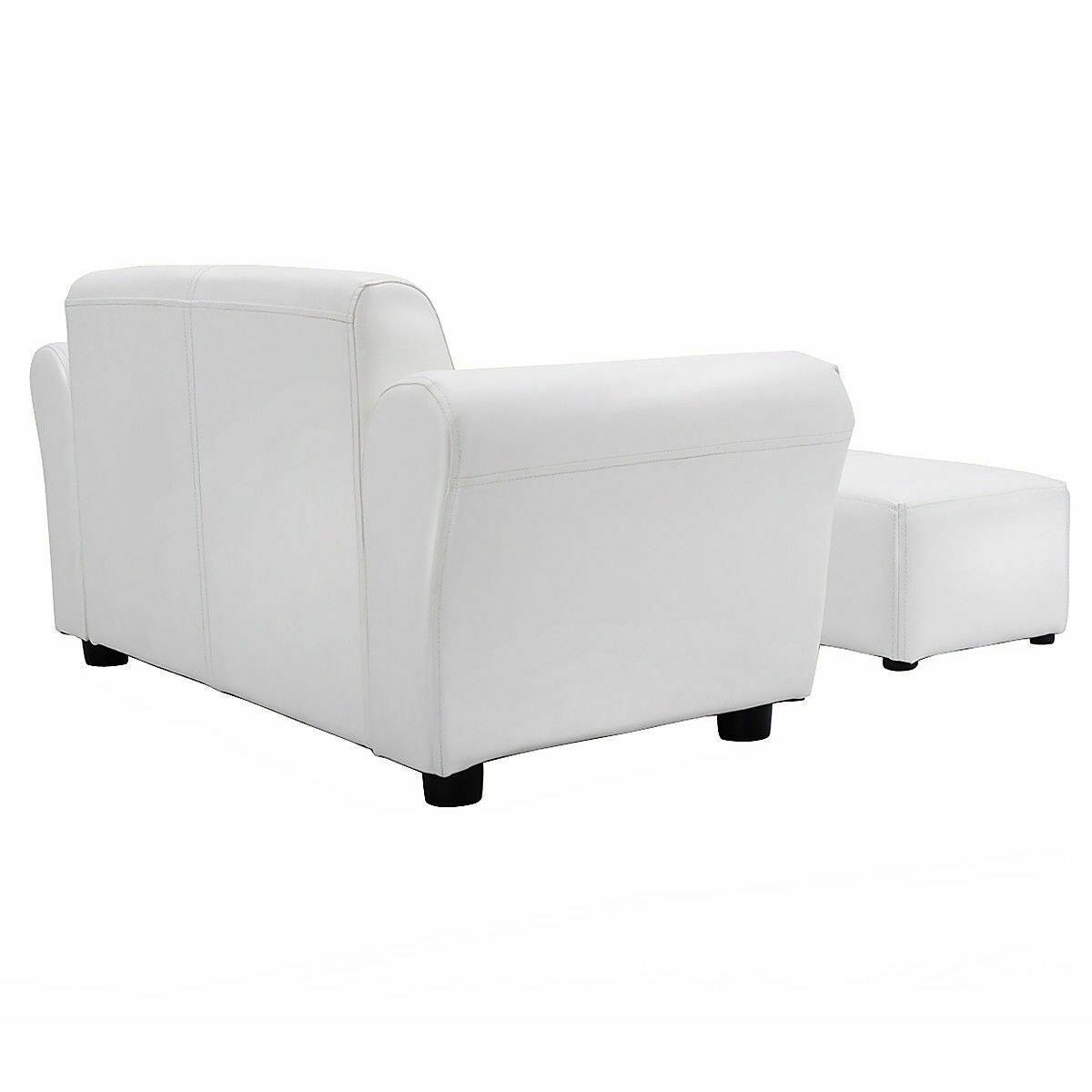 Black/White Kids Double Sofa with Ottoman