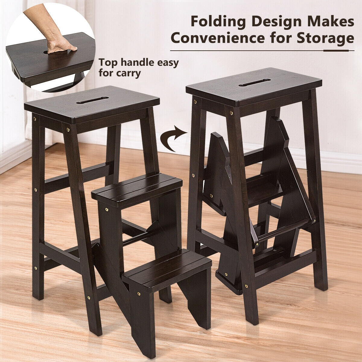 3 Tier Step Stool 3 in 1 Folding Ladder Bench