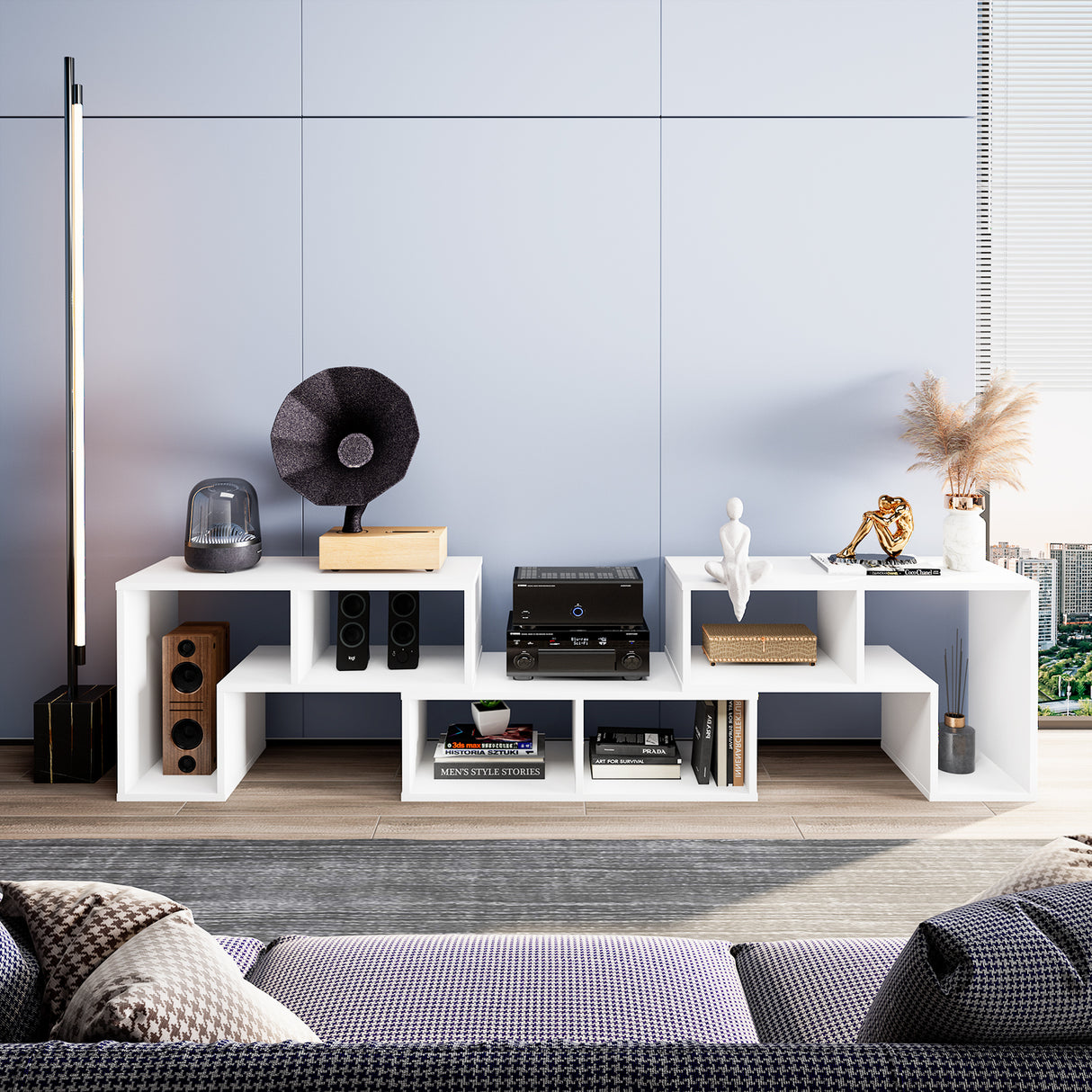 3 Pieces Adjustable TV Stand for TVs up to 65 Inch with Shelves