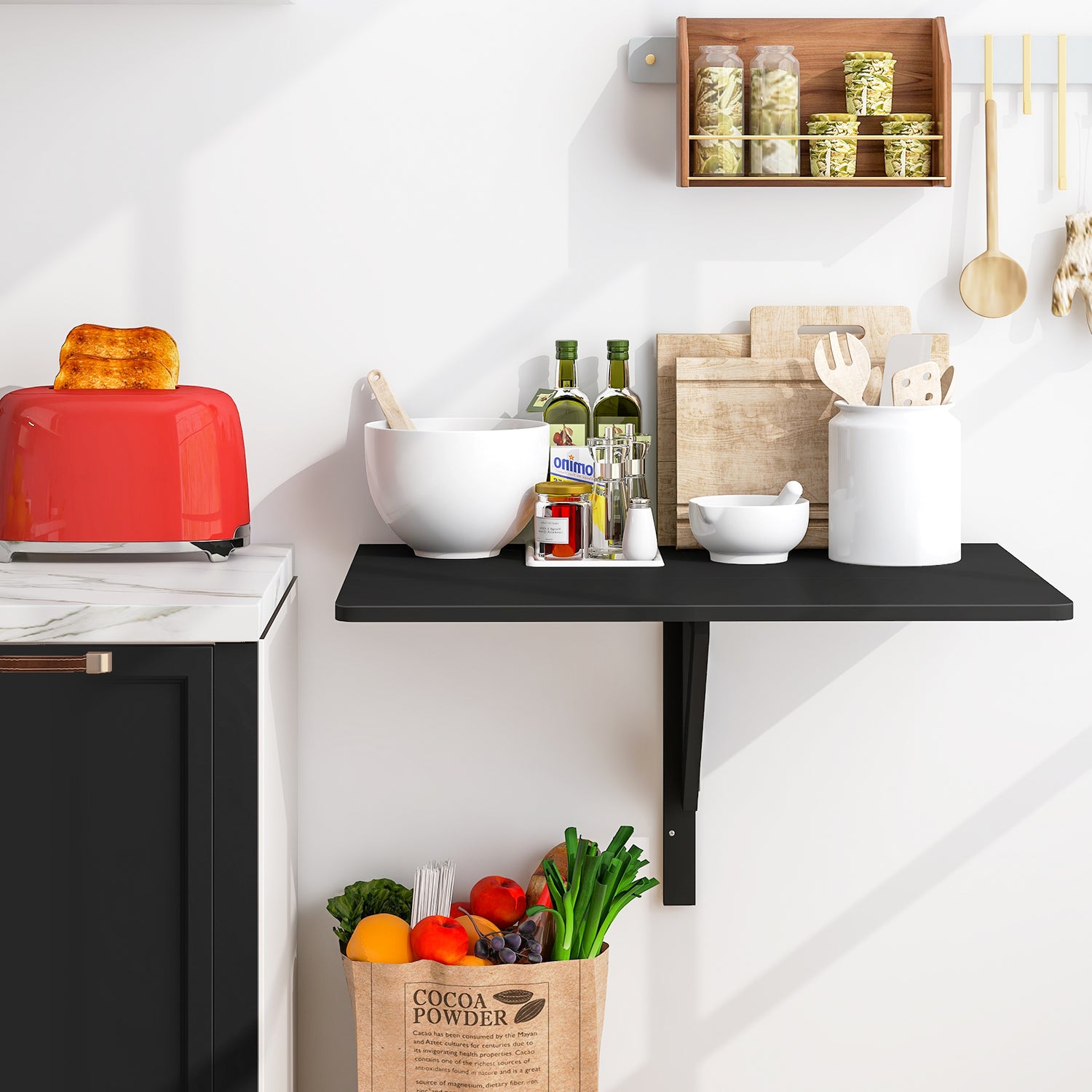 31.5 x 23.5 Inch Wall Mounted Folding Table for Small Spaces