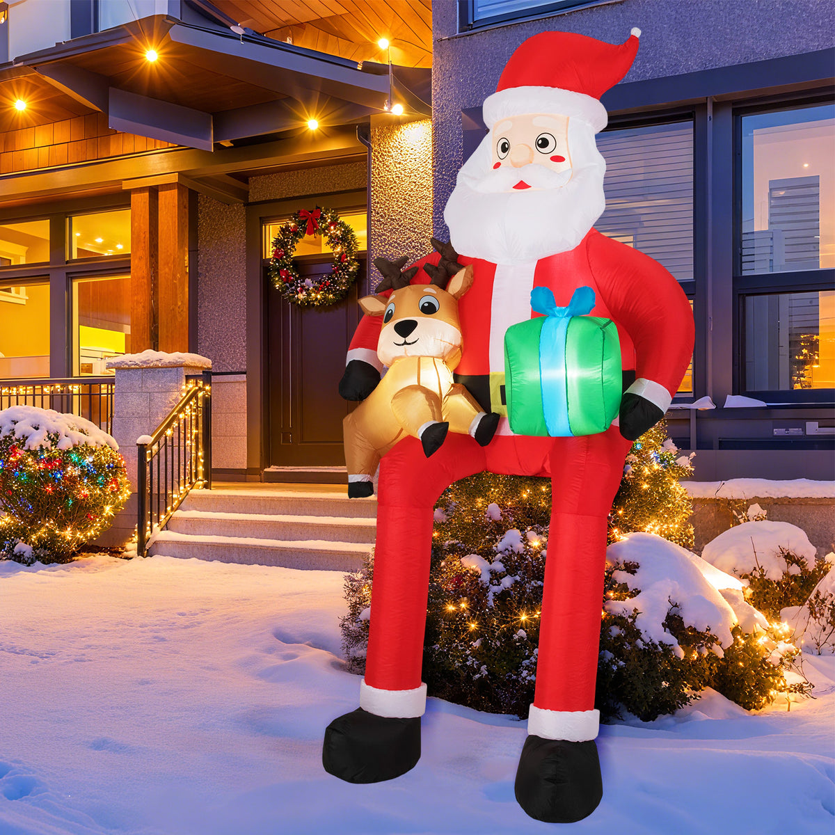9.5 Feet Christmas Inflatable Santa Outdoor Decoratio with Built-in LED Lights
