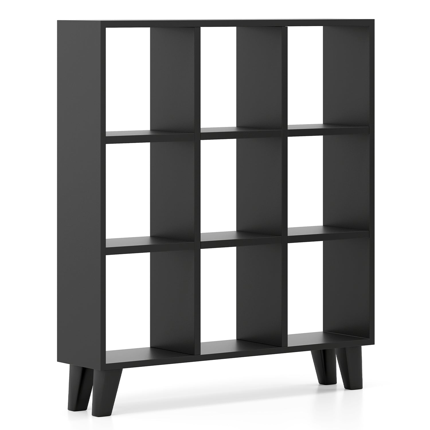 9-Cube Bookcase with 6 Removable Shelves and Raised Support Feet