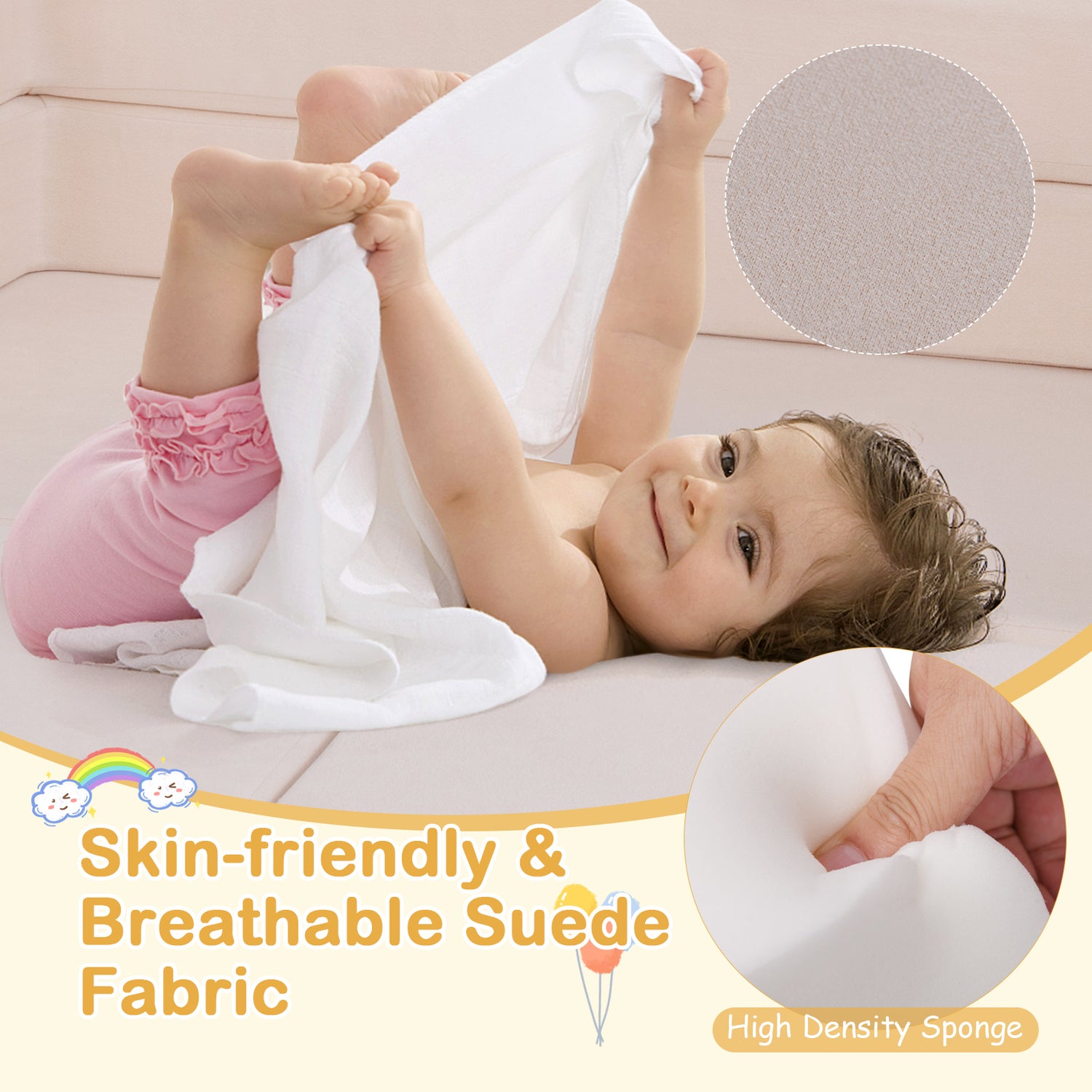 9-Piece Climb and Crawl Foam and Floor Playset with Breathable Suede Fabric