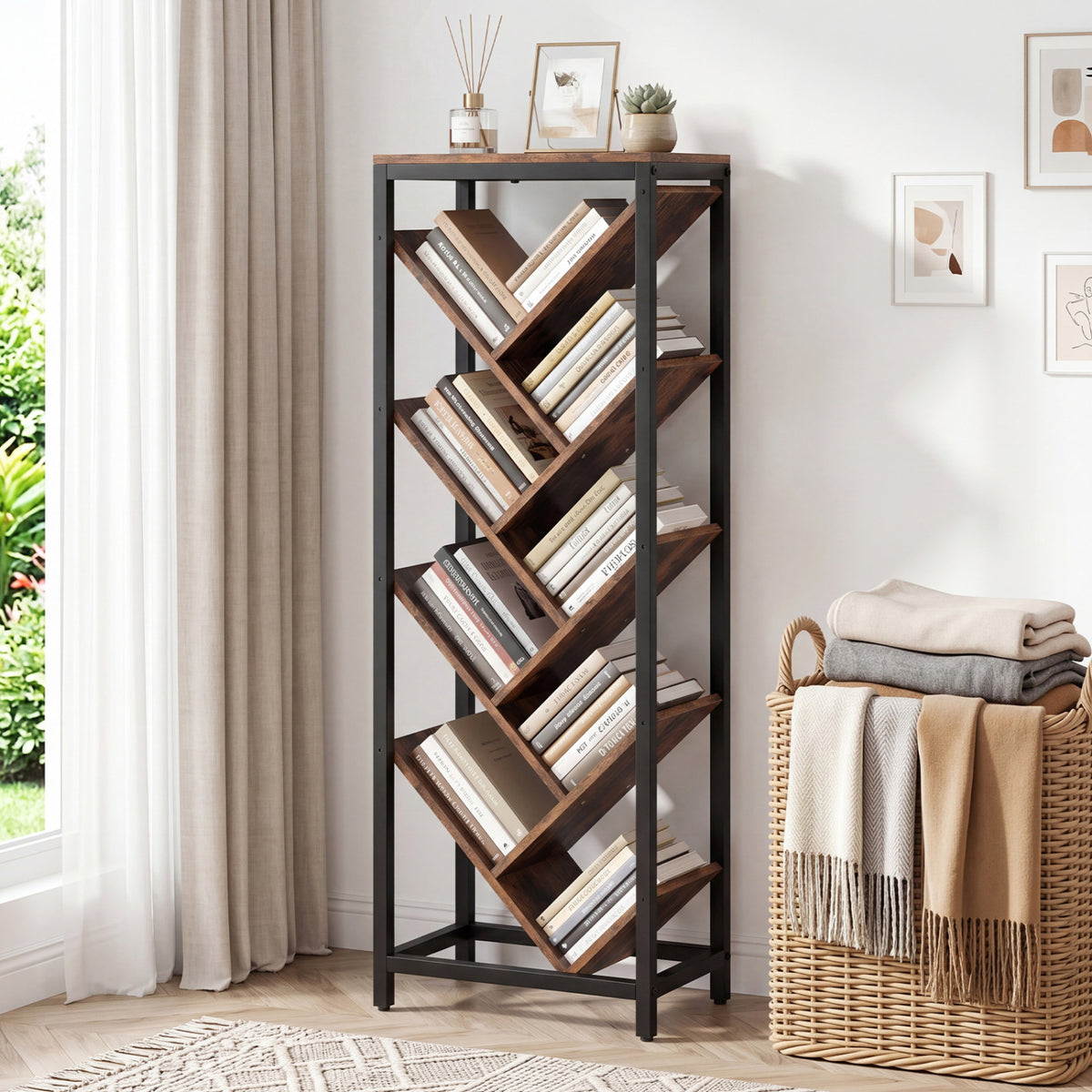 9-Tier Freestanding Bookcase for Hardcover Books