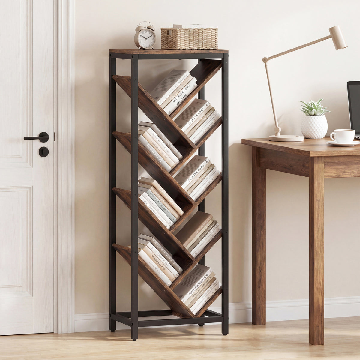 9-Tier Freestanding Bookcase for Hardcover Books