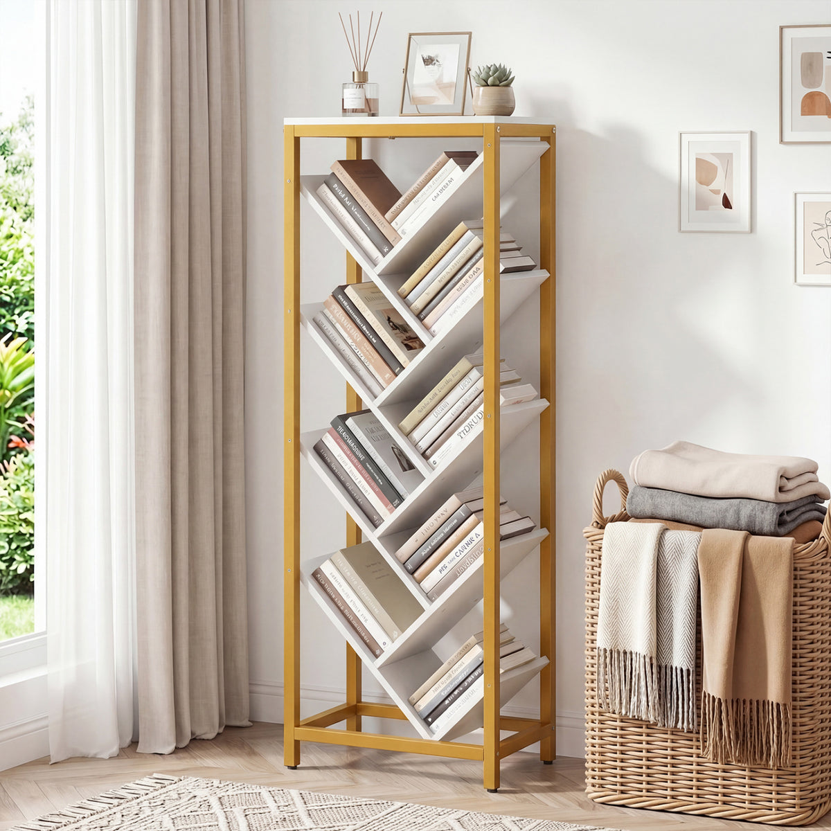 9-Tier Freestanding Bookcase for Hardcover Books