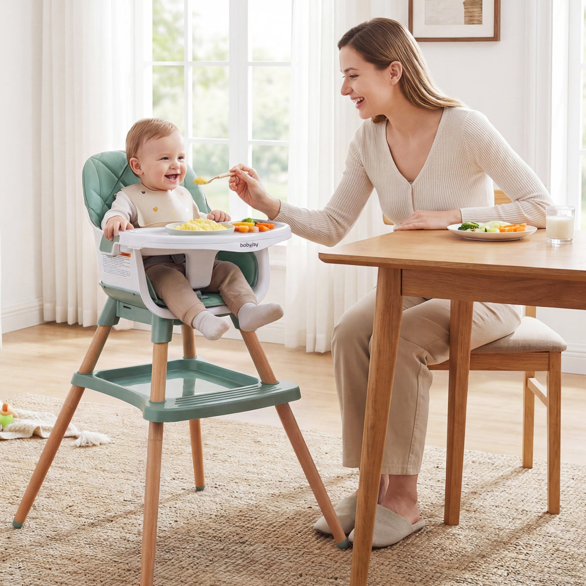 9-in-1 Convertible High Chair for Babies and Toddlers with Seat Cushion