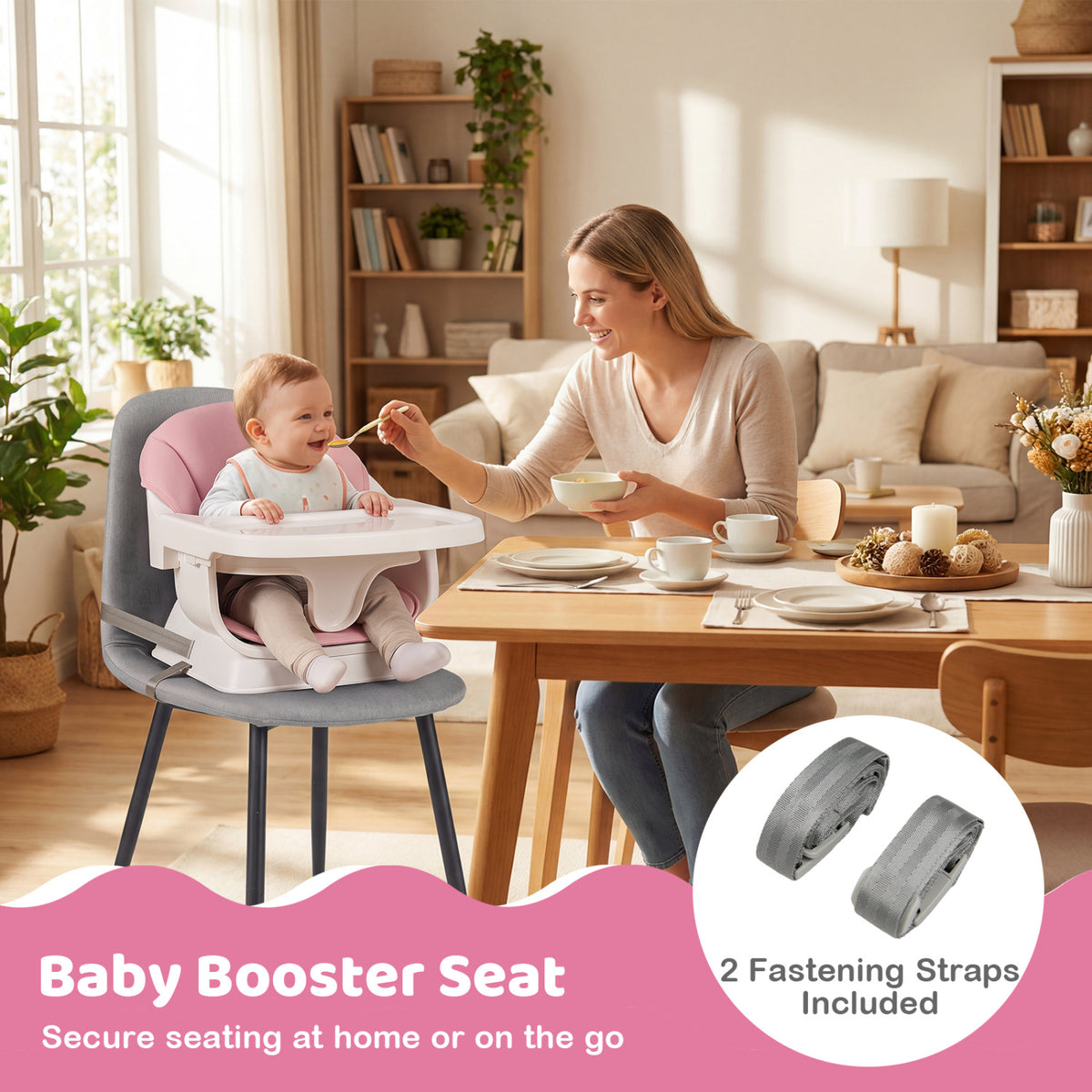 9-in-1 Convertible High Chair with Solid Wood Legs for Babies and Toddlers