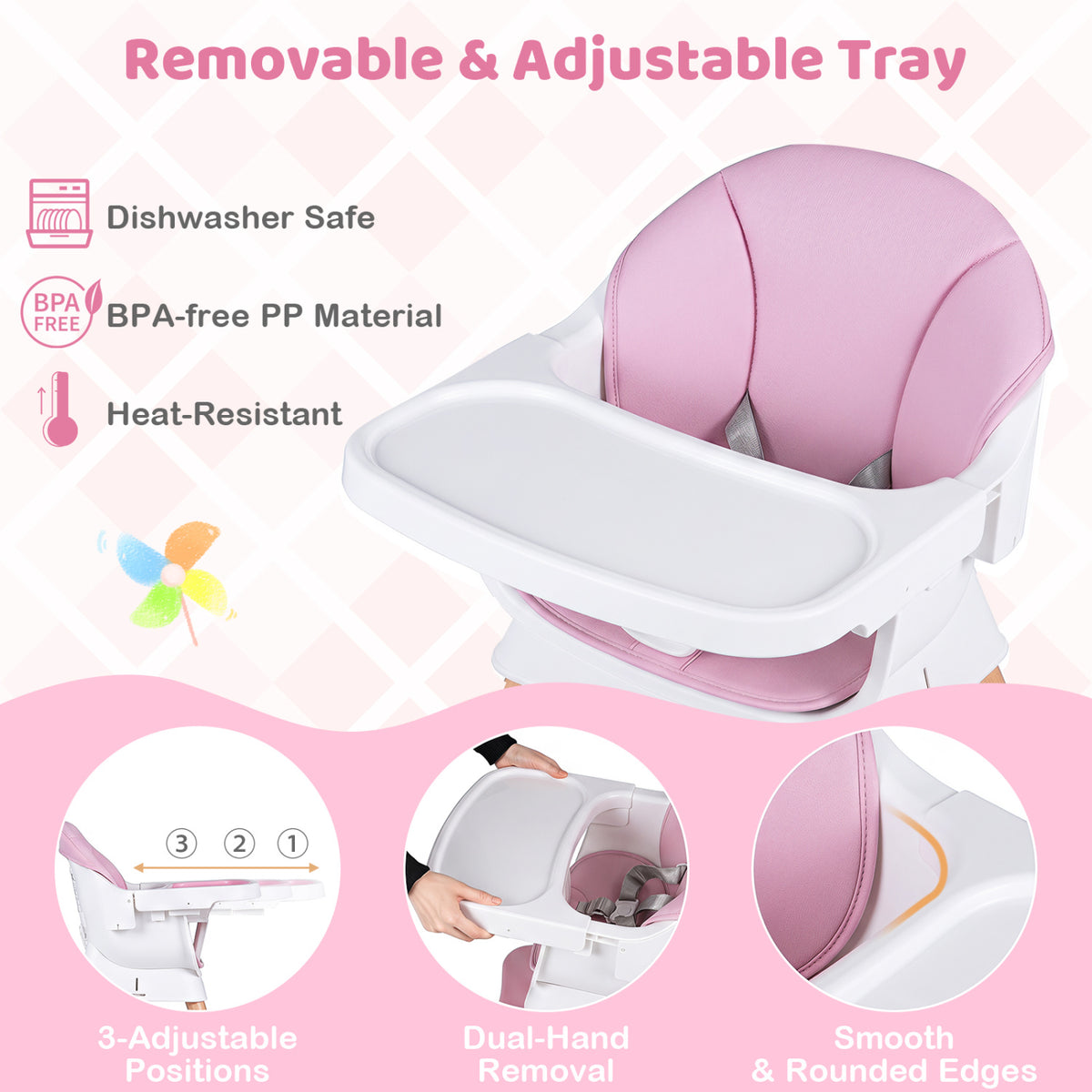 9-in-1 Convertible High Chair with Solid Wood Legs for Babies and Toddlers