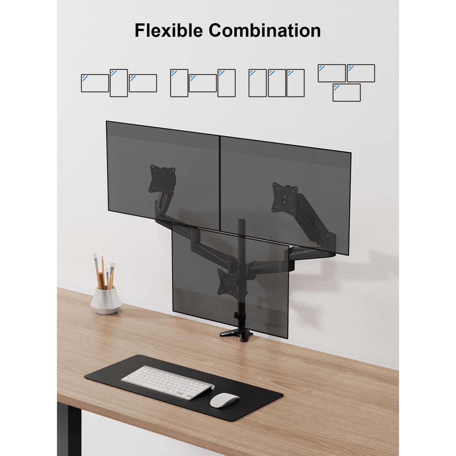 ErgoAV Gas Spring Desk Mount for Triple Monitors 13" to 32"