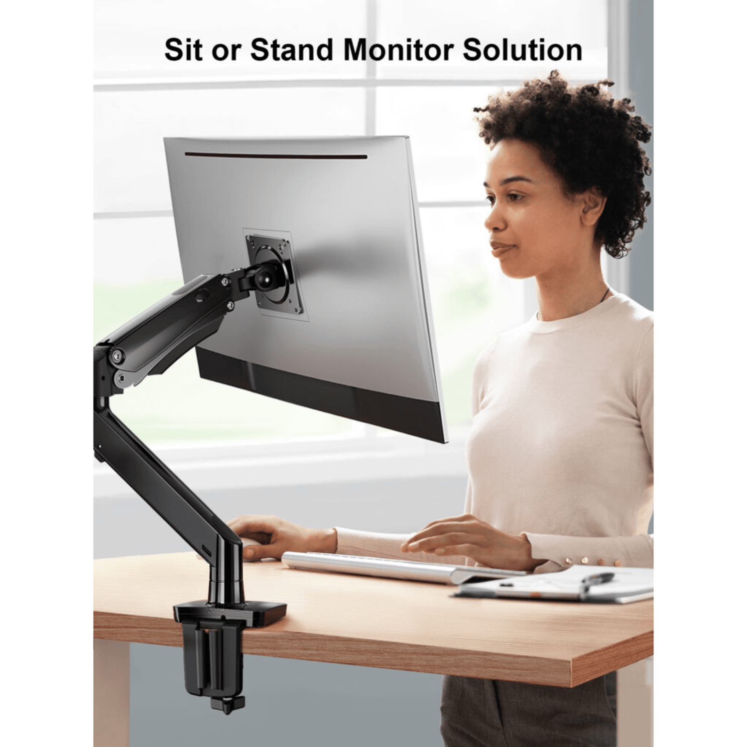 ErgoAV Gas Spring Desk Mount for Single Monitors 13" to 34" and up to 26lbs