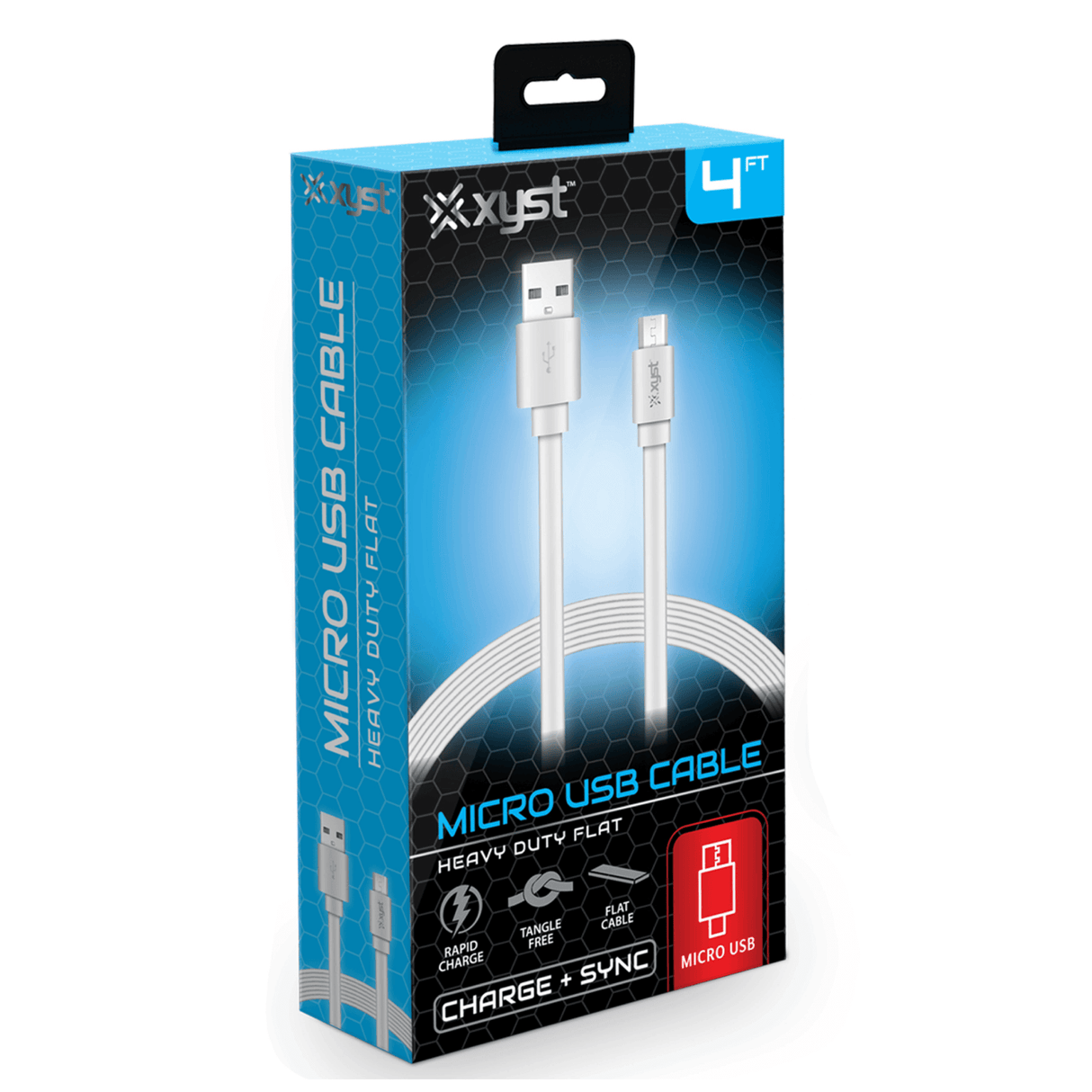 Xyst Charge and Sync USB to Micro USB Flat Cable 4Ft