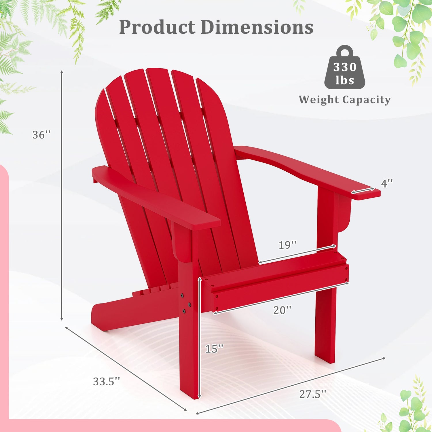 Acacia Wood Lounge Patio Adirondack Chair with Inclined Seat