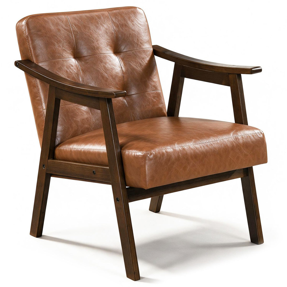 Accent Chair with Inclined Backrest Faux Leather and Soft Cushion for Living Room