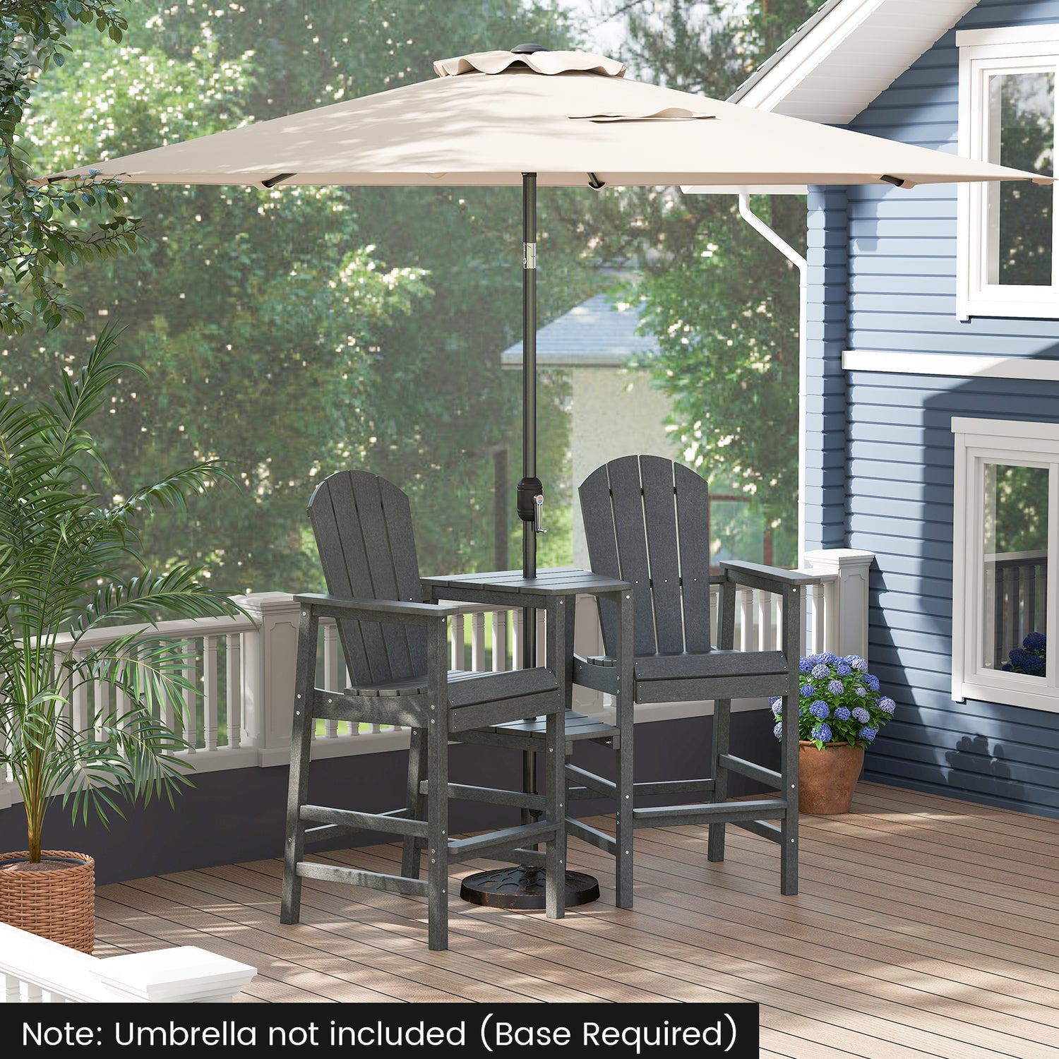2-Seat Adirondack Chair All-Weather Adirondack Chair with Double Connecting Tray