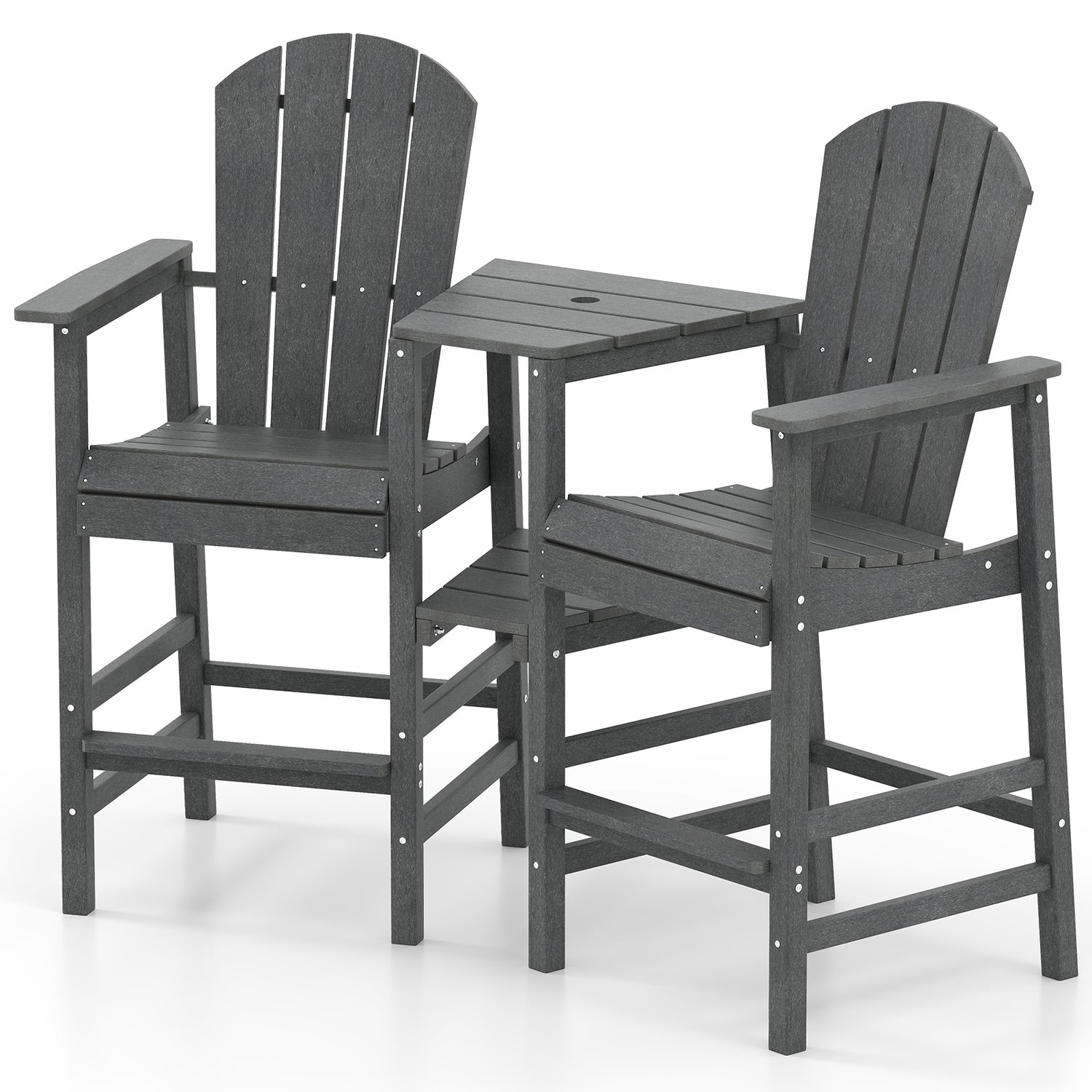 2-Seat Adirondack Chair All-Weather Adirondack Chair with Double Connecting Tray