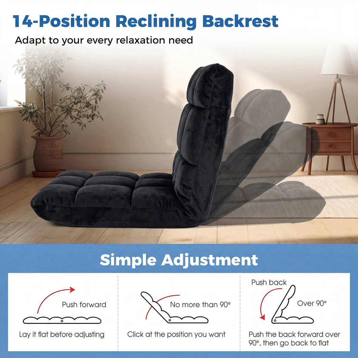 14-Position Adjustable Cushioned Floor Chair