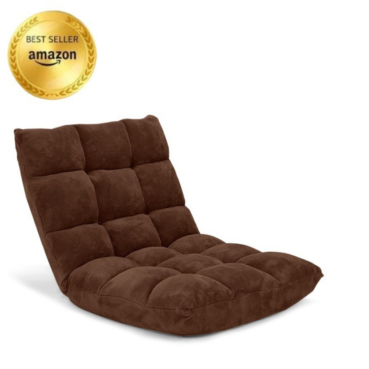 Adjustable 14-position Cushioned Floor Chair-Coffee