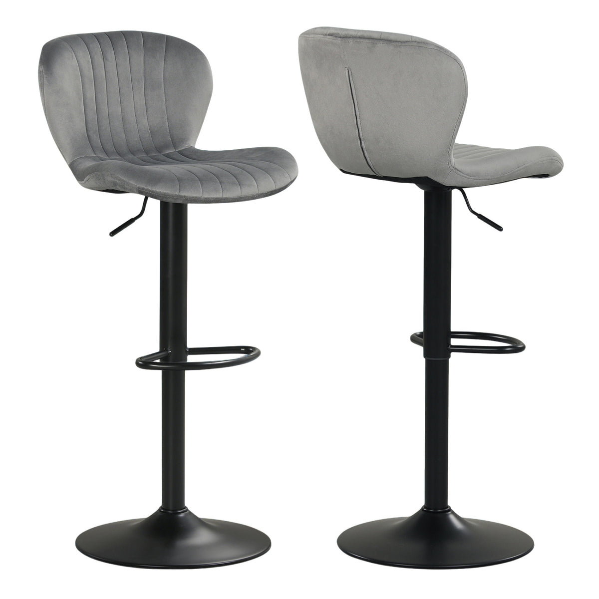 Adjustable Counter Height Chairs Set of 2 with Velvet Upholstered Backrests
