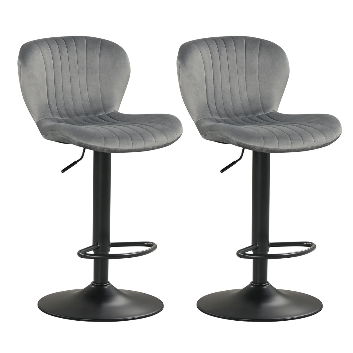 Adjustable Counter Height Chairs Set of 2 with Velvet Upholstered Backrests