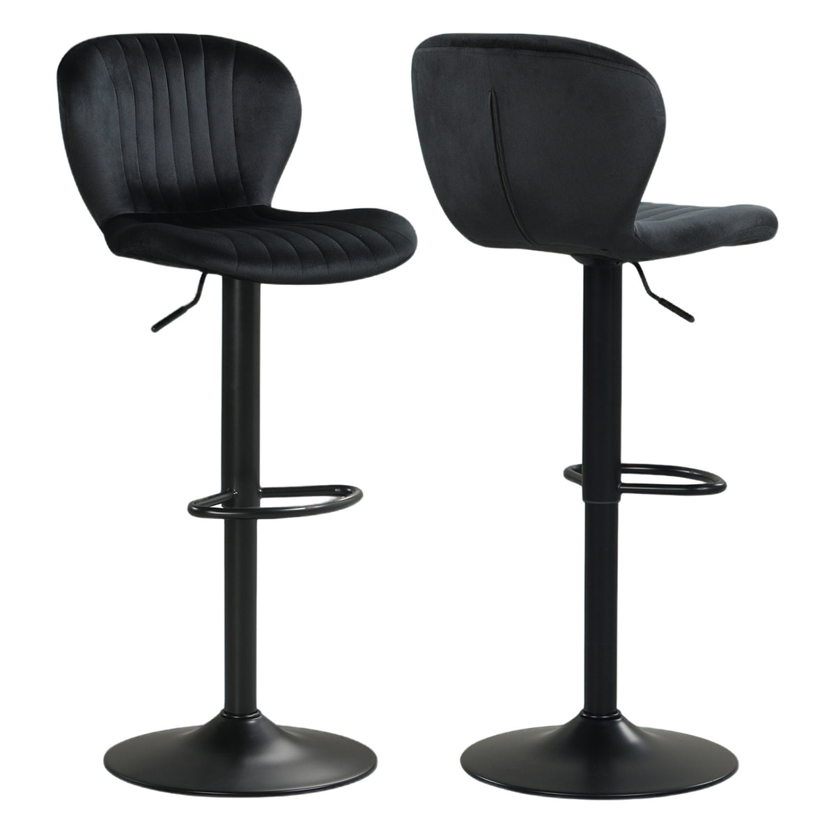 Adjustable Counter Height Chairs Set of 2 with Velvet Upholstered Backrests