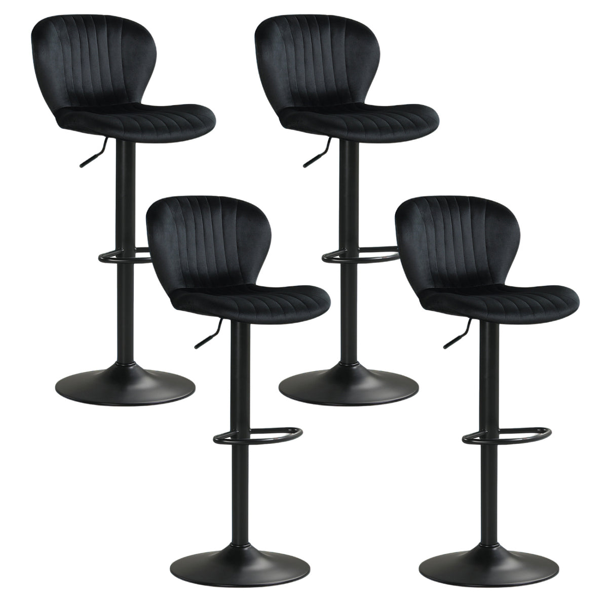 Adjustable Counter Height Chairs Set of 4 with Velvet Upholstered Backrests