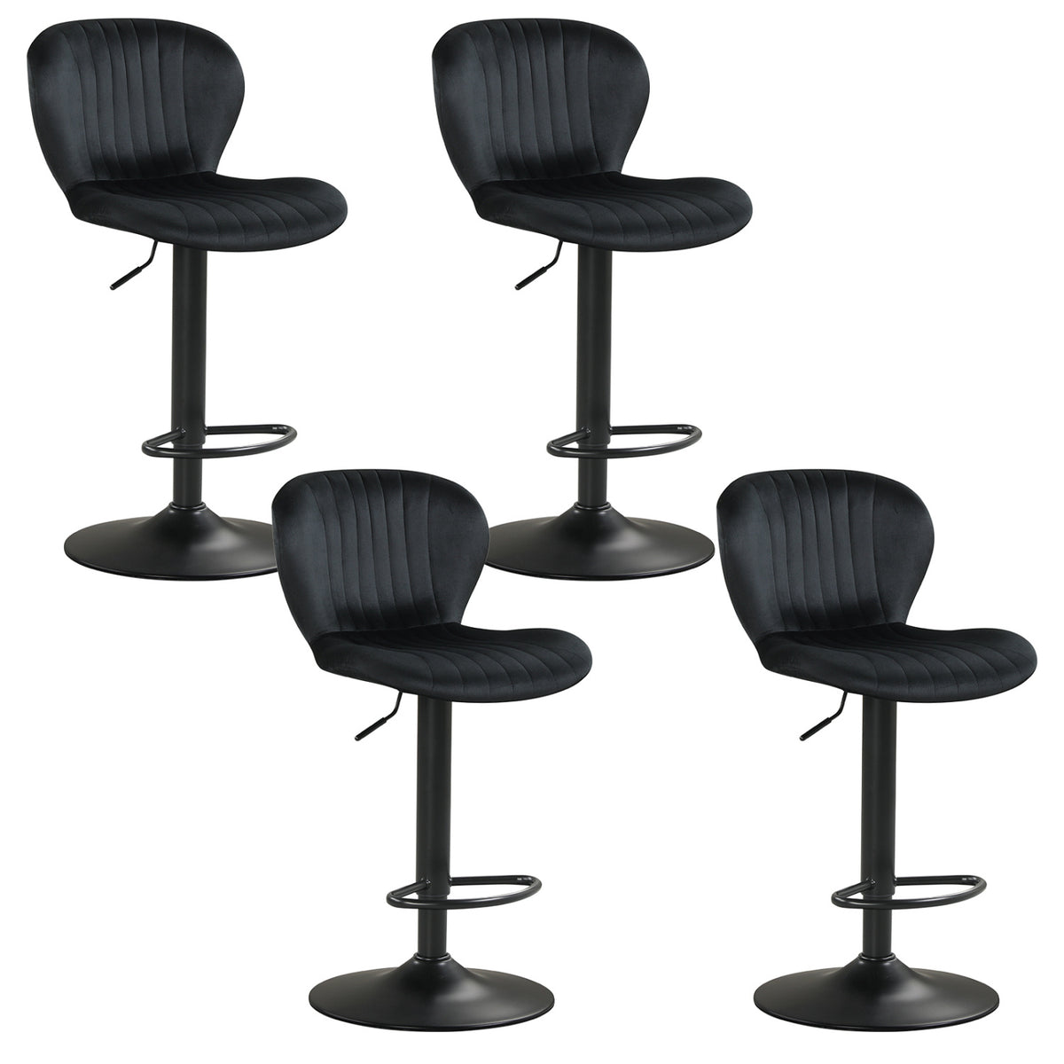 Adjustable Counter Height Chairs Set of 4 with Velvet Upholstered Backrests
