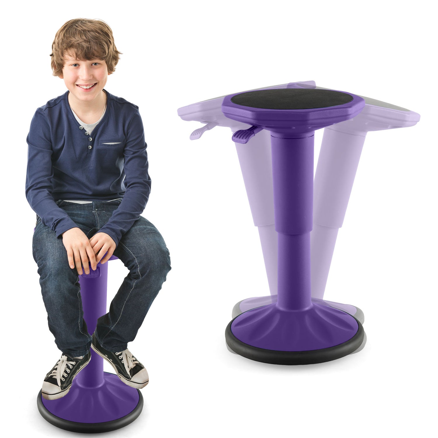 Adjustable Active Learning Stool Sitting Home Office Wobble Chair with Cushion Seat