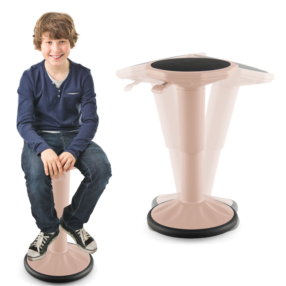 Adjustable Active Learning Stool Sitting Home Office Wobble Chair with Cushion Seat