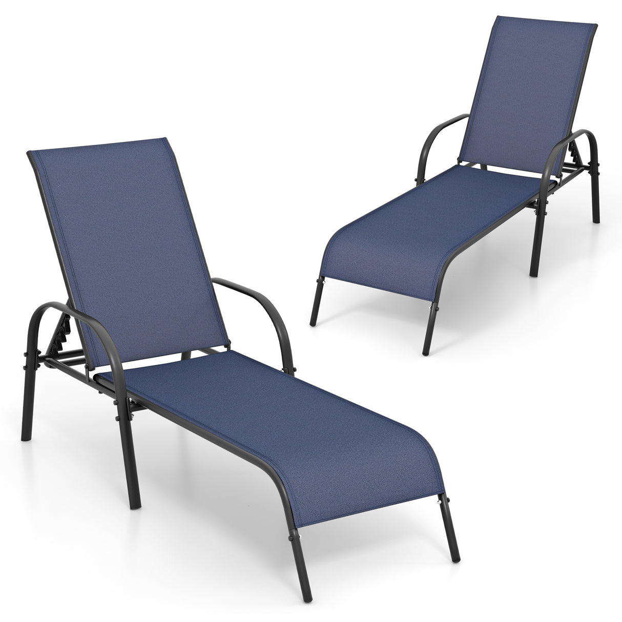 Adjustable Patio Chaise Folding Lounge Chair with Backrest