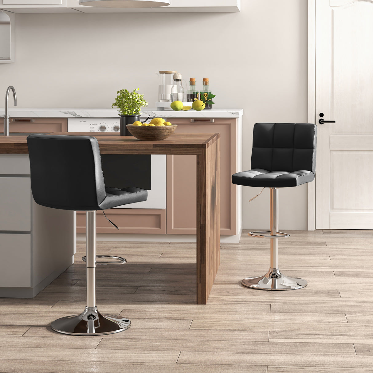 Adjustable Swivel Bar Stool with PU Leather