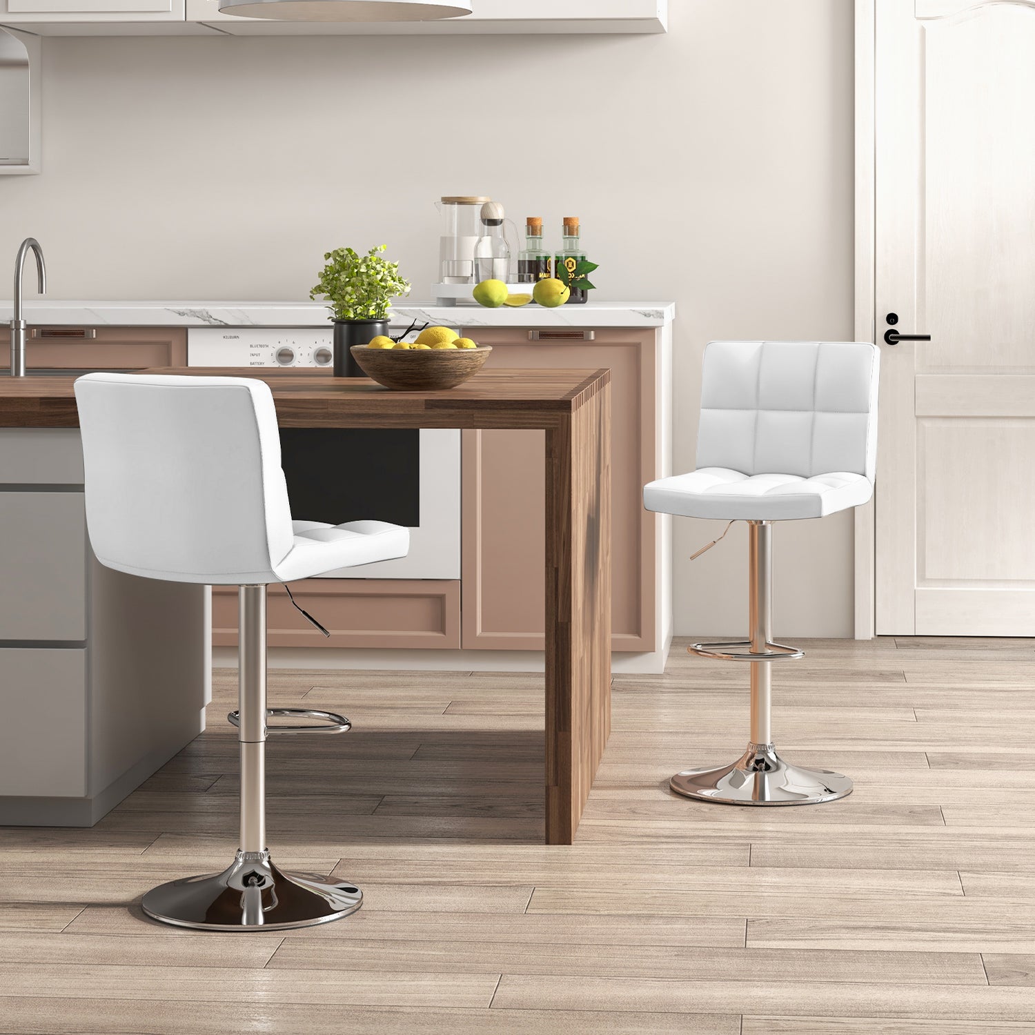 Adjustable Swivel Bar Stool with PU Leather