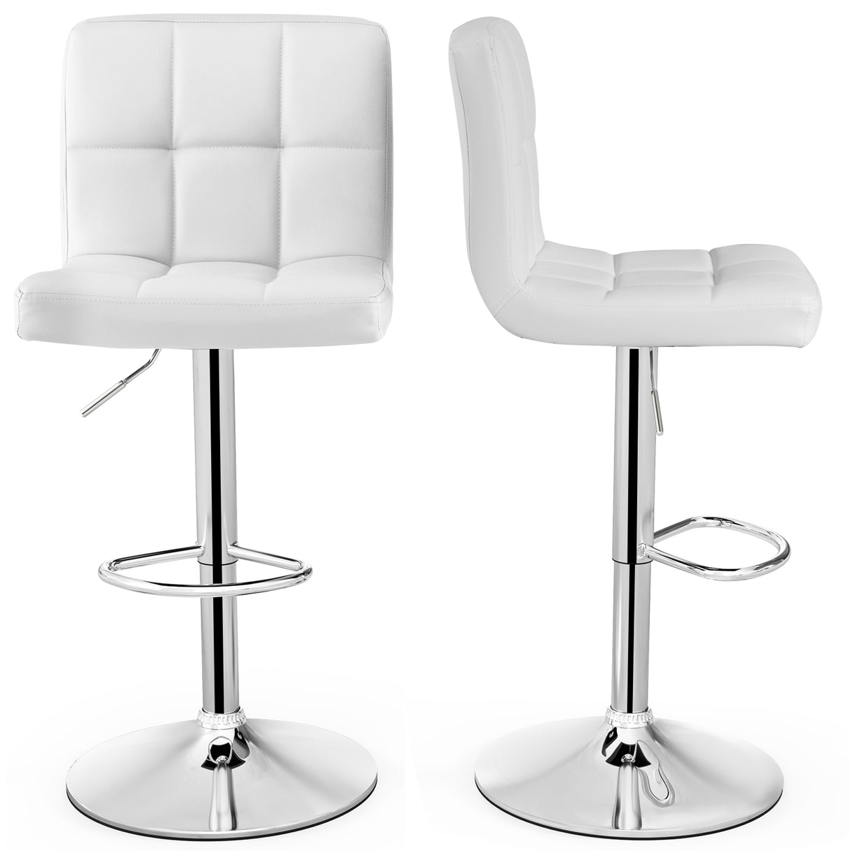 Adjustable Swivel Bar Stool with PU Leather