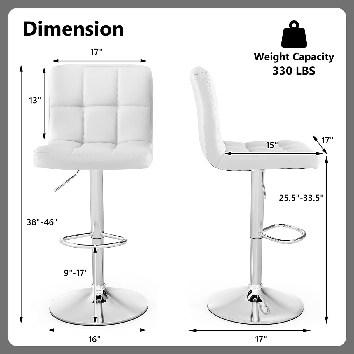 Adjustable Swivel Bar Stool with PU Leather