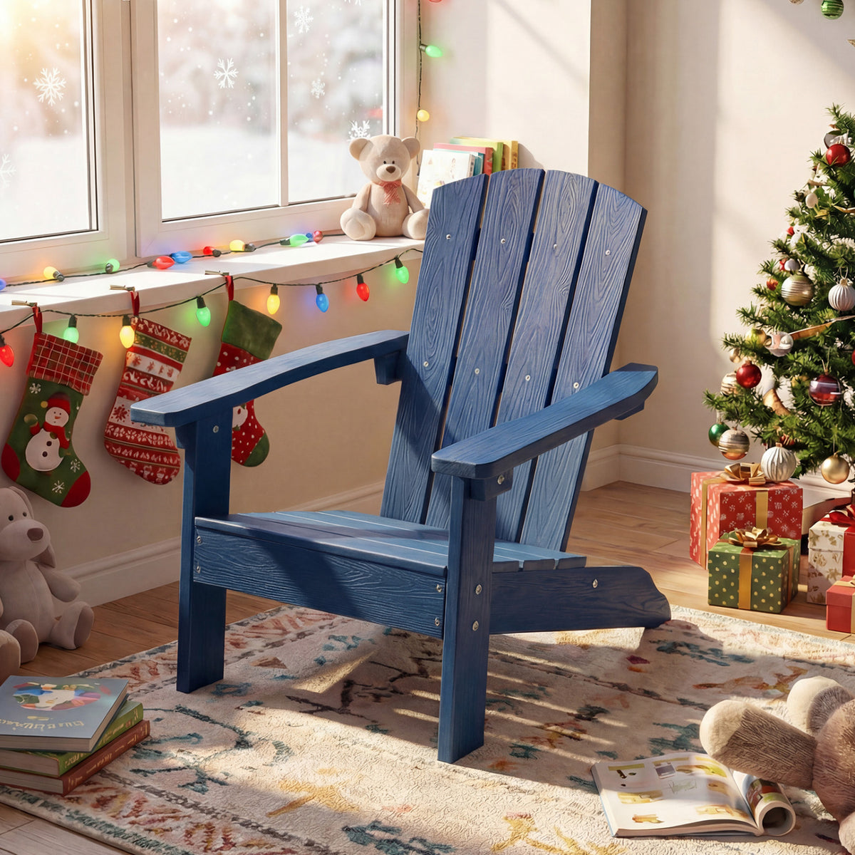 All-Weather HIPS/HDPE Kid's Adirondack Chair with with High Backrest and Armrests