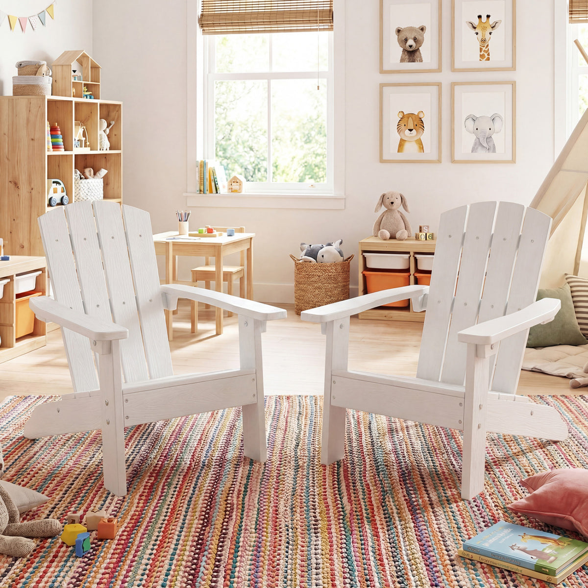 All-Weather HIPS/HDPE Kid's Adirondack Chair with with High Backrest and Armrests